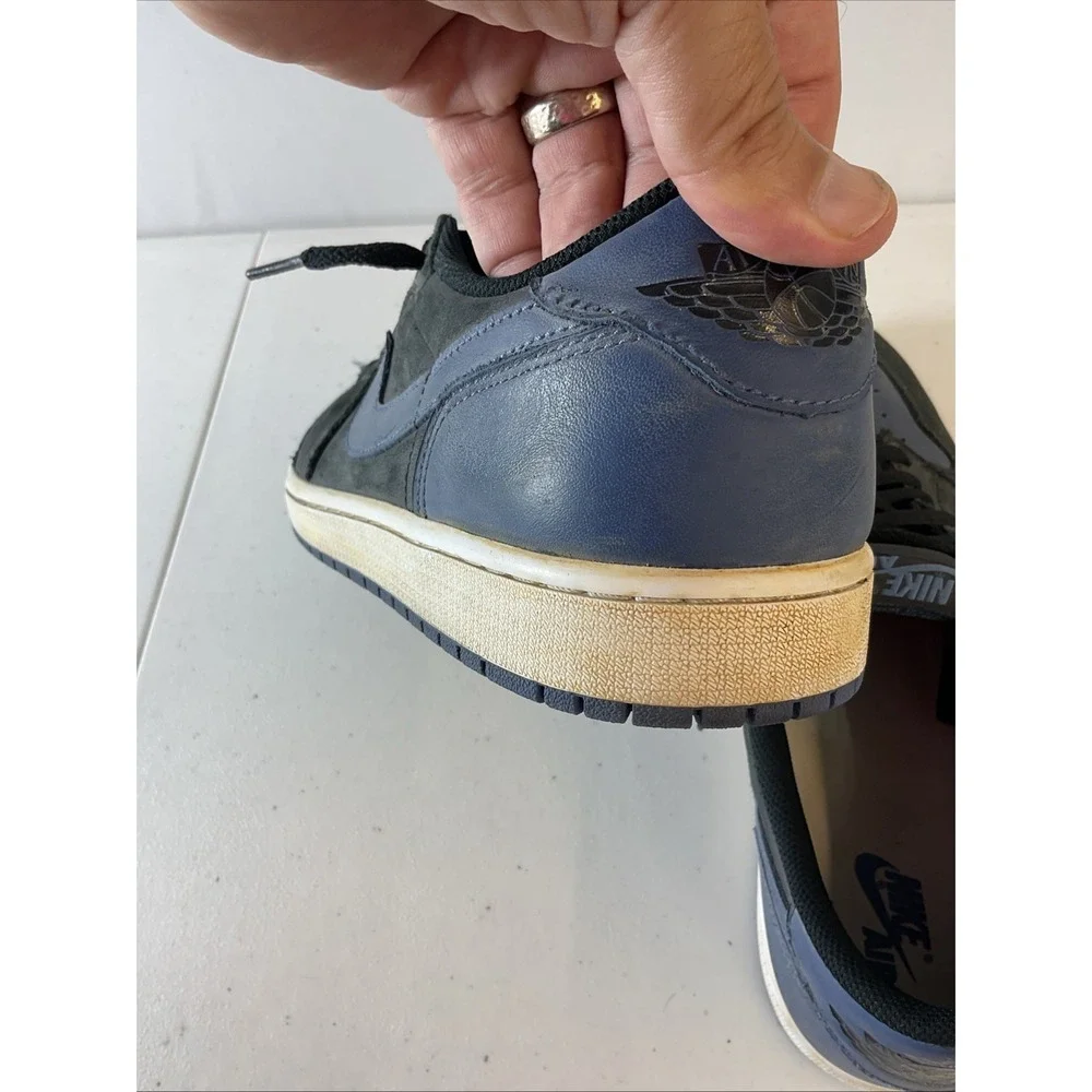 Men's Nike Air Jordan 1 Retro Low OG Black Mystic Navy White Box Size 13